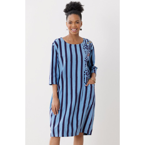 Nimisha Pull-Over Cotton Jersey Dress - Cool blue