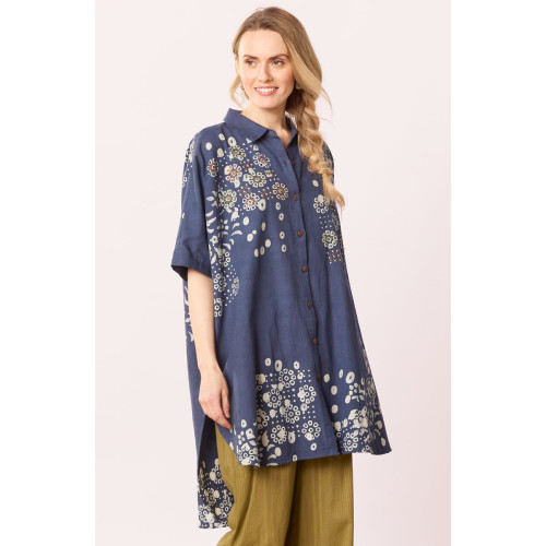 Hanifa High-Low Hem Big Shirt - Tranquil blue