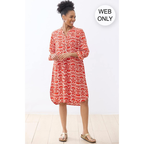 Parineet Long-Sleeve Shirt/Dress - Vermilion