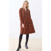 Anvita Long-Sleeve Pleated Shirtdress - Spice