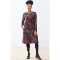 Sanjana Cotton Jersey Knee-Length Dress - Black/Multi