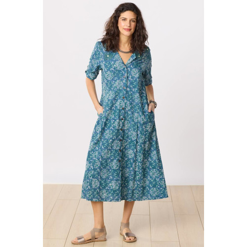 Anisha Resort Collar Fit and Flair Shirtdress - Summer night