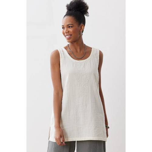 Sanju Double Gauze Long Tank - Salt