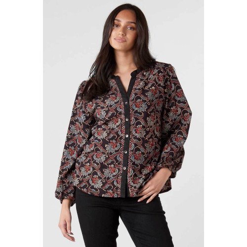 Shirali Button-Front Blouse - Black/Multi Shirali Button-Front Blouse - Black/Multi