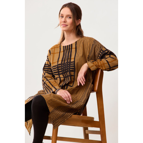 Bhadra Textured Cotton Side Slit Tunic - Golden apple