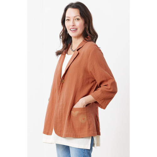 Charu Cotton Double Gauze Blazer - Copper rose Charu Cotton Double Gauze Blazer - Copper rose
