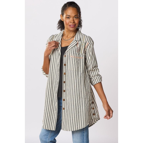 Parulia A-line Shirt Jacket - Natural/Black Parulia A-line Shirt Jacket - Natural/Black