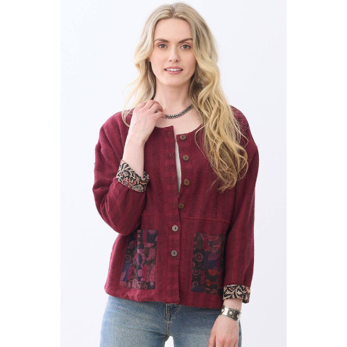 Taloja Reversible Boxy Jacket - Radicchio/Chindi/Multi