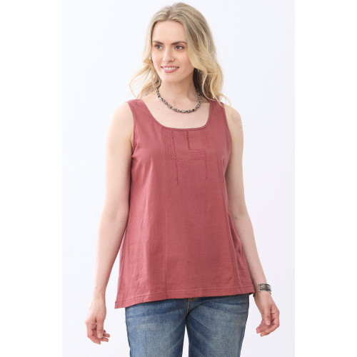 Kripa Cotton Jersey A-line Tank - Sumac
