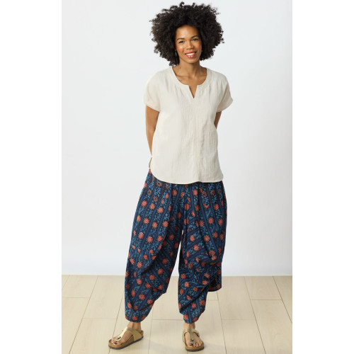 Nerul Pull-On Draped Leg Pant - Indigo/Multi