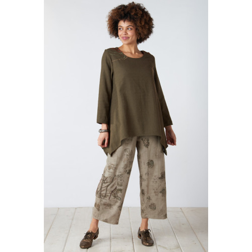 Kesari Cotton Twill Pull-On Crop Pant - Onion Peel