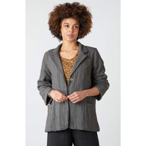 Charu Chenille Stripe Casual Blazer - Shadow Charu Chenille Stripe Casual Blazer - Shadow