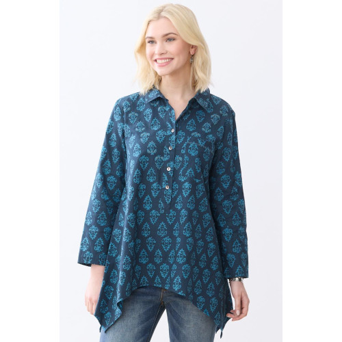 Naaziya Handkerchief Hem Tunic - Deep sea/Charcoal