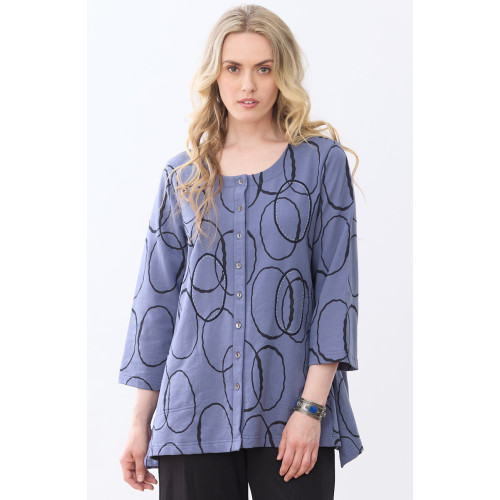 Maneela Organic Cotton French Terry Swing Cardigan - Periwinkle