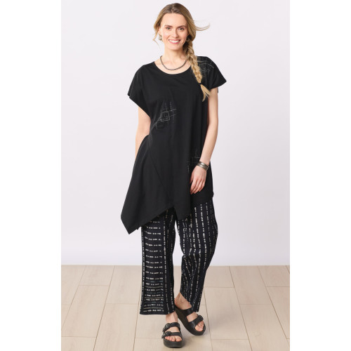 Karol Jersey Knit Straight-Leg Pant - Black/Natural