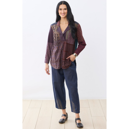 Recycled Yarn Kalpa Barrel-Leg Pant - Dark denim