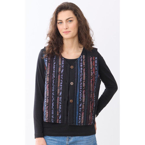 Afiza Reversible Upcycled Boxy Vest - Chindi/Light periwinkle