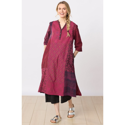Shaily Deadstock Side-Slit Kaftan - Berry/Multi
