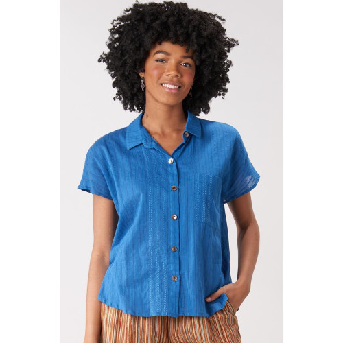 Adira Lightweight Cap-Sleeve Shirt - Lapis Adira Lightweight Cap-Sleeve Shirt - Lapis