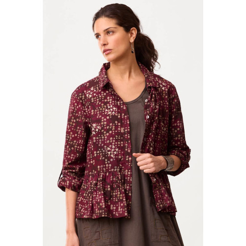 Rajni Button-Front Peplum Top - Radicchio
