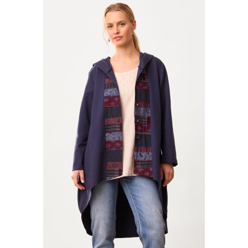 Bisma French Terry A-line Hoodie - Navy/Chindi
