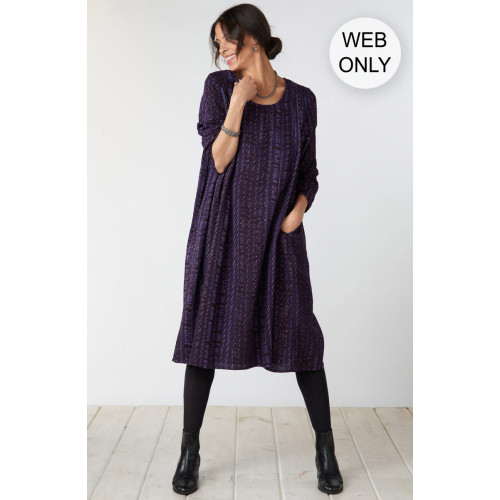 Premila Pull-Over Scoop-Neck Midi Dress - Aubergine
