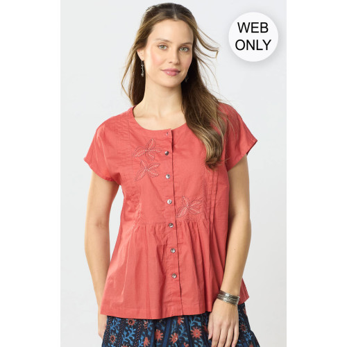 Shalu Organic Cotton Cap Sleeve Top - Natural Dye Madder brick